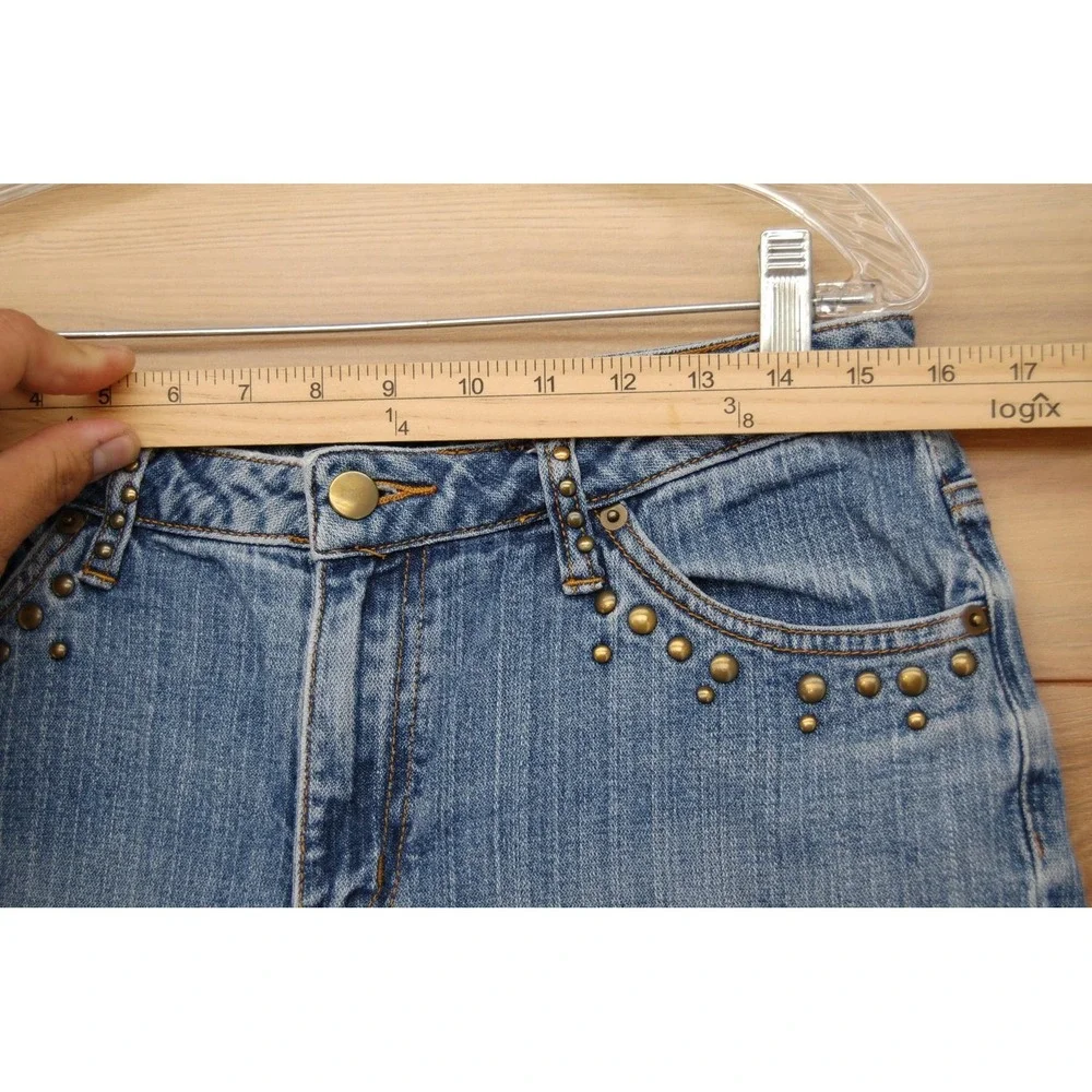 a.n.a A New Approach Jeans Womens 10 Blue Light Wash Studded‎ Mid Rise Bootcut